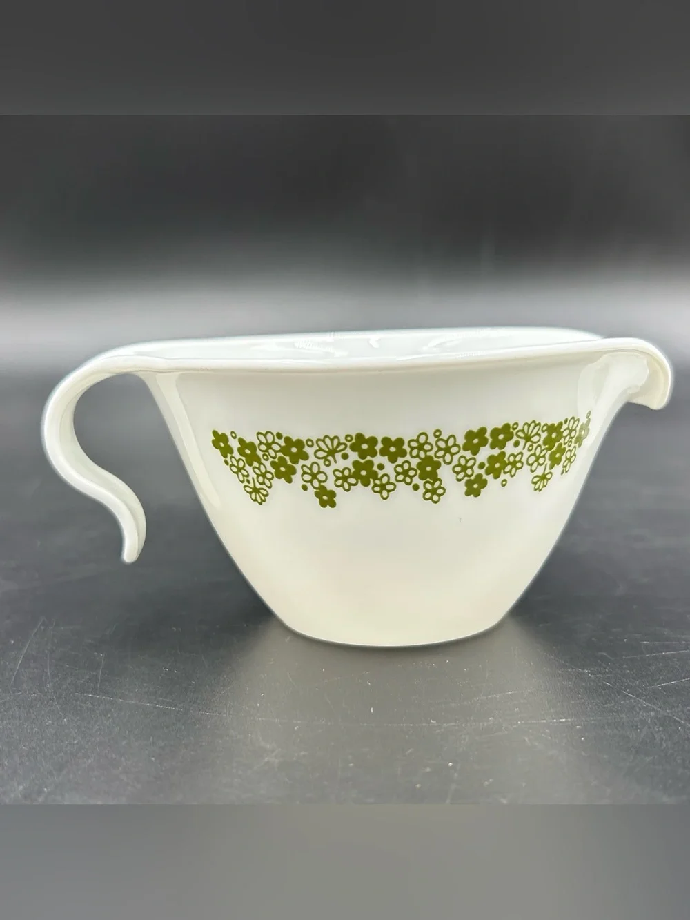 Vintage Corelle Spring Blossom Green Crazy Daisy Creamer Corning Milk Glass USA
